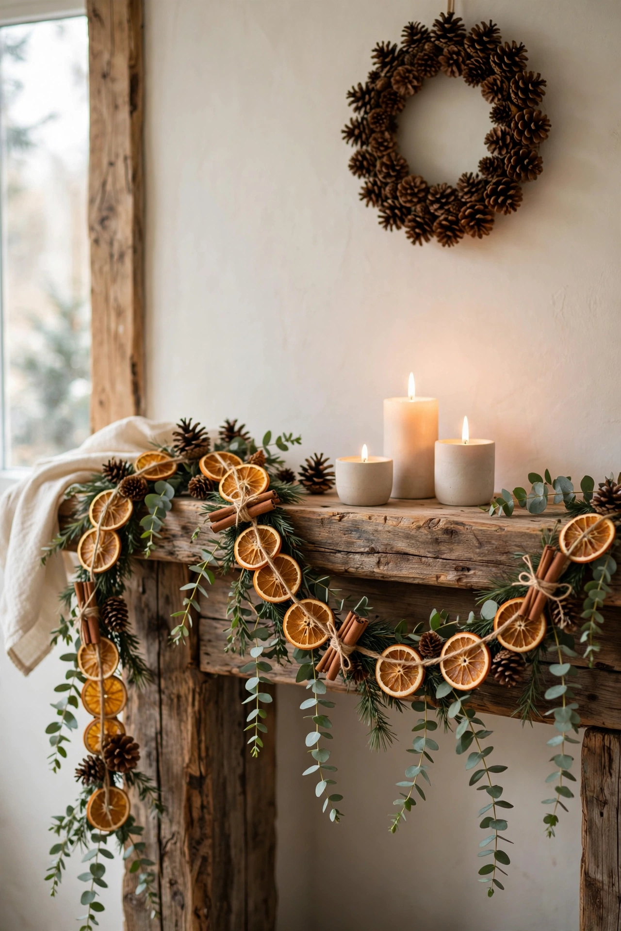 Natural Christmas Decor: 11 Ideas With Greenery, Pinecones & Dried Oranges